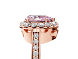 Rose gold Fancy Pink Pear Cut Diamond Floral Halo Ring with Pavé Band and Prong Setting_8