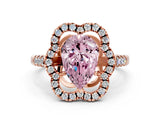Rose gold Fancy Pink Pear Cut Diamond Floral Halo Split Shank Prong Setting Ring