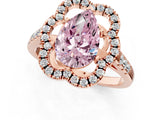 Rose gold Fancy Pink Pear Cut Diamond Floral Halo Split Shank Prong Setting Ring_1