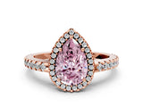 Rose gold Fancy Pink Pear Cut Diamond Halo Engagement Ring with Pavé Band and Prong Setting_27