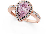 Rose gold Fancy Pink Pear Cut Diamond Halo Engagement Ring with Pavé Band and Prong Setting_28