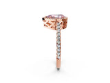 Rose gold Fancy Pink Pear Cut Diamond Halo Engagement Ring with Pavé Band and Prong Setting_29