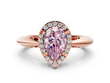 Rose gold Fancy Pink Pear  Cut Diamond Halo Engagement Ring with Split Shank and Four-Prong Setting_90