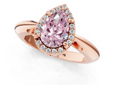 Rose gold Fancy Pink Pear  Cut Diamond Halo Engagement Ring with Split Shank and Four-Prong Setting_91