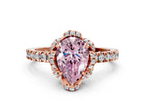 Rose gold Fancy Pink Pear Cut Diamond Halo Pave Band with Four-Prong Setting_3