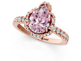 Rose gold Fancy Pink Pear Cut Diamond Halo Pave Band with Four-Prong Setting_4
