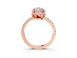 Rose gold Fancy Pink Pear Cut Diamond Halo Pave Band with Four-Prong Setting_6