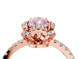 Rose gold Fancy Pink Pear Cut Diamond Halo Pave Band with Four-Prong Setting_7
