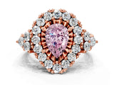 Rose gold Fancy Pink Pear Cut Diamond Halo Ring with Pavé Band and Four-Prong Setting_49