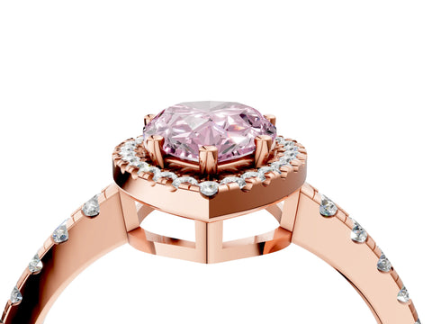 Rose gold Fancy Pink Pear Cut Diamond Halo Ring with Pavé Band and Four-Prong Setting_4
