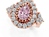 Rose gold Fancy Pink Pear Cut Diamond Halo Ring with Pavé Band and Four-Prong Setting_50