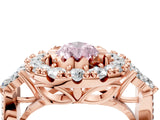 Rose gold Fancy Pink Pear Cut Diamond Halo Ring with Pavé Band and Four-Prong Setting_53