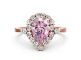 Rose gold Fancy Pink Pear Cut Diamond Halo Ring with Pear Side Stones and Prong Setting_51