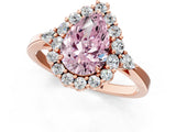 Rose gold Fancy Pink Pear Cut Diamond Halo Ring with Pear Side Stones and Prong Setting_52