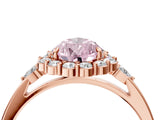 Rose gold Fancy Pink Pear Cut Diamond Halo Ring with Pear Side Stones and Prong Setting_55