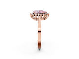 Rose gold Fancy Pink Pear  Cut Diamond Halo Ring with Round Brilliant Halo and Solitaire Band_102