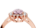 Rose gold Fancy Pink Pear  Cut Diamond Halo Ring with Round Brilliant Halo and Solitaire Band_104