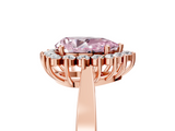 Rose gold Fancy Pink Pear  Cut Diamond Halo Ring with Round Brilliant Halo and Solitaire Band_105