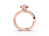 Rose gold Fancy Pink Pear Cut Diamond Halo Ring with Round Split Shank and Prong Setting_39