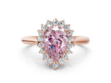 Rose gold Fancy Pink Pear  Cut Diamond Halo Ring with Solitaire Band and Prong Setting_53