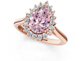 Rose gold Fancy Pink Pear  Cut Diamond Halo Ring with Solitaire Band and Prong Setting_54