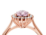Rose gold Fancy Pink Pear  Cut Diamond Halo Ring with Solitaire Band and Prong Setting_57