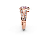 Rose gold Fancy Pink Pear Cut Diamond Halo Ring with Split Shank Pavé Band and Four-Prong Setting_2