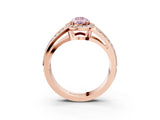 Rose gold Fancy Pink Pear Cut Diamond Halo Ring with Split Shank Pavé Band and Four-Prong Setting_3