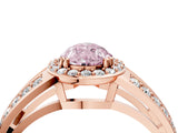 Rose gold Fancy Pink Pear Cut Diamond Halo Ring with Split Shank Pavé Band and Four-Prong Setting_4