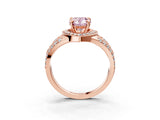 Rose gold Fancy Pink Pear Cut Diamond Halo Ring with Split Shank and Bezel Accents and Four-Prong Setting_3