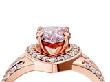 Rose gold Fancy Pink Pear Cut Diamond Halo Ring with Split Shank and Bezel Accents and Four-Prong Setting_4