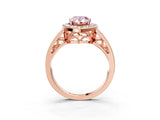 Rose gold Fancy Pink Pear Cut Diamond Halo Ring with Split Shank and Bezel Accents and Prong Setting_3
