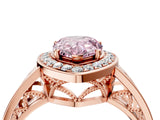 Rose gold Fancy Pink Pear Cut Diamond Halo Ring with Split Shank and Bezel Accents and Prong Setting_4