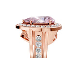 Rose gold Fancy Pink Pear Cut Diamond Halo Ring with Split Shank and Bezel Accents and Prong Setting_5