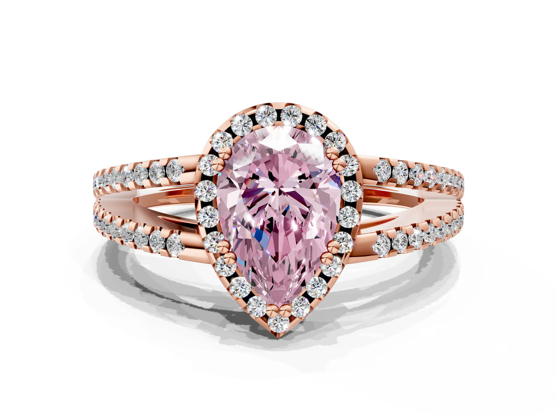 Rose gold Fancy Pink Pear Cut Diamond Halo Split Shank Engagement Ring_57