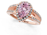Rose gold Fancy Pink Pear Cut Diamond Halo Split Shank Engagement Ring_58