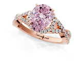 Rose gold Fancy Pink Pear Cut Diamond  Halo Twist Band Solitaire Prong Setting Ring_37