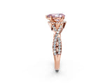 Rose gold Fancy Pink Pear Cut Diamond  Halo Twist Band Solitaire Prong Setting Ring_38