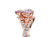 Rose gold Fancy Pink Pear Cut Diamond  Halo Twist Band Solitaire Prong Setting Ring_41