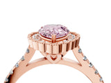 Rose gold Fancy Pink Pear  Cut Diamond Milgrain Floral Halo Engagement Ring with Pavé Band_19