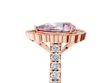 Rose gold Fancy Pink Pear  Cut Diamond Milgrain Floral Halo Engagement Ring with Pavé Band_20