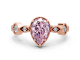 Rose gold Fancy Pink Pear  Cut Diamond Milgrain Marquise Band with Prong Setting_3