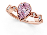 Rose gold Fancy Pink Pear  Cut Diamond Milgrain Marquise Band with Prong Setting_4