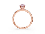 Rose gold Fancy Pink Pear  Cut Diamond Pavé Band Ring with Four-Prong Setting_27
