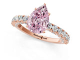 Rose gold Fancy Pink Pear Cut Diamond Pavé Band Solitaire Ring with Prong Setting_82