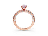 Rose gold Fancy Pink Pear Cut Diamond Pavé Band Solitaire Ring with Prong Setting_84