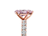 Rose gold Fancy Pink Pear Cut Diamond Pavé Band Solitaire Ring with Prong Setting_86