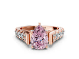 Rose gold Fancy Pink Pear  Cut Diamond Pavé Band Solitaire with Four-Prong Setting_15