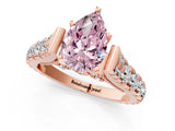 Rose gold Fancy Pink Pear  Cut Diamond Pavé Band Solitaire with Four-Prong Setting_16