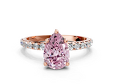 Rose gold Fancy Pink Pear  Cut Diamond Pavé Band Solitaire with Four-Prong Setting_3